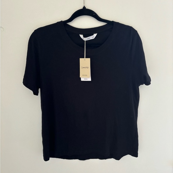 Mango Cotton Linen T-Shirt Black - Picture 7 of 7